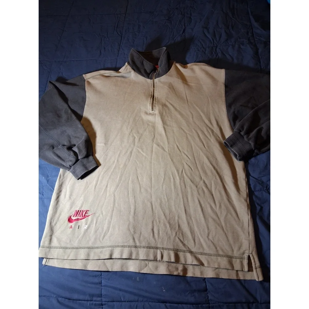 Vintage 90s Nike 1/2 Zip‎ Pullover Mens Large Sweatshirt Brown Black Long Sleeve